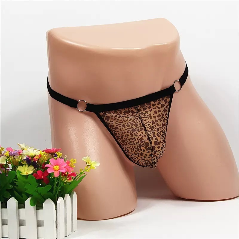 G String Pria Leopard YBack Celana Dalam Low Rise Bulge Thong Under Panties y