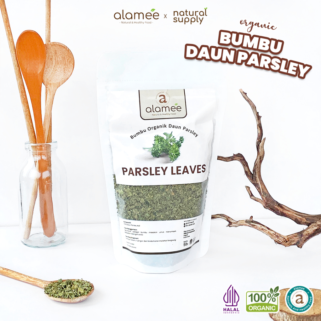 

ALAMEE Parsley Kering Dried Persley Flakes Daun Peterseli Leaves Bumbu Dapur Garnish Organik 50g