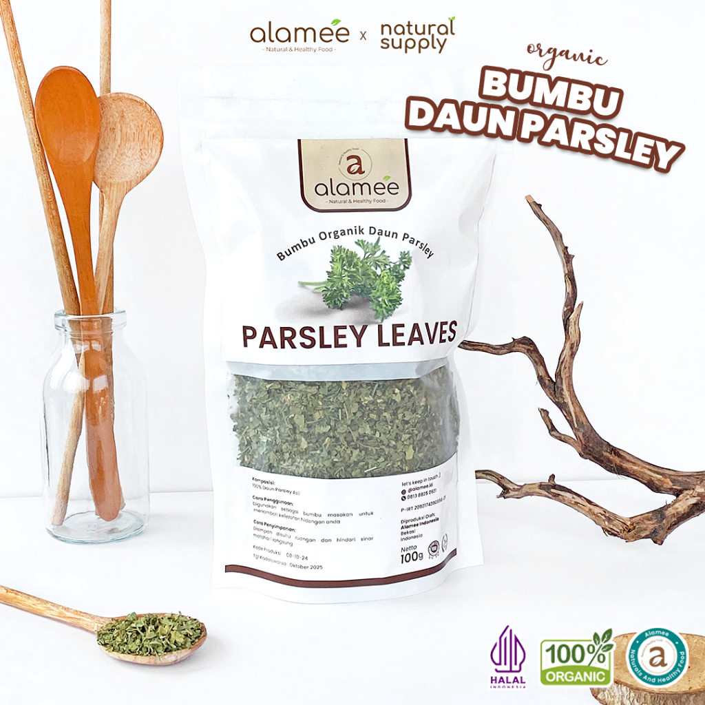 

ALAMEE Parsley Kering Dried Persley Flakes Daun Peterseli Leaves Bumbu Dapur Garnish Organik 100g