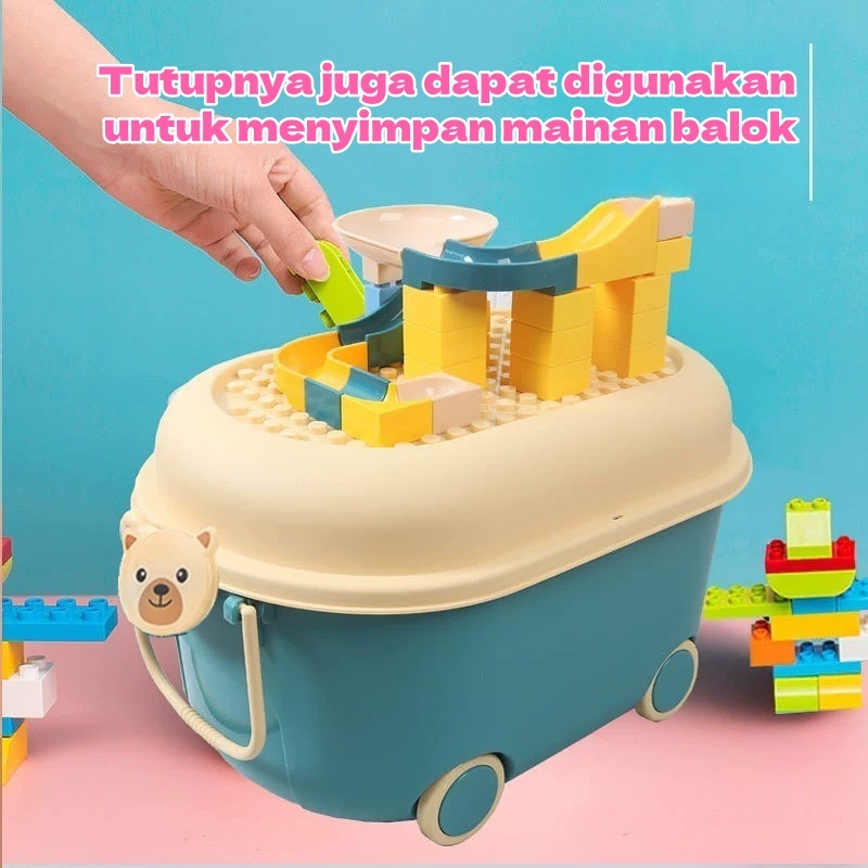 Kotak Penyimpanan Dengan Roda Container Box Plastik Mainan Anak Karakter Storage Box