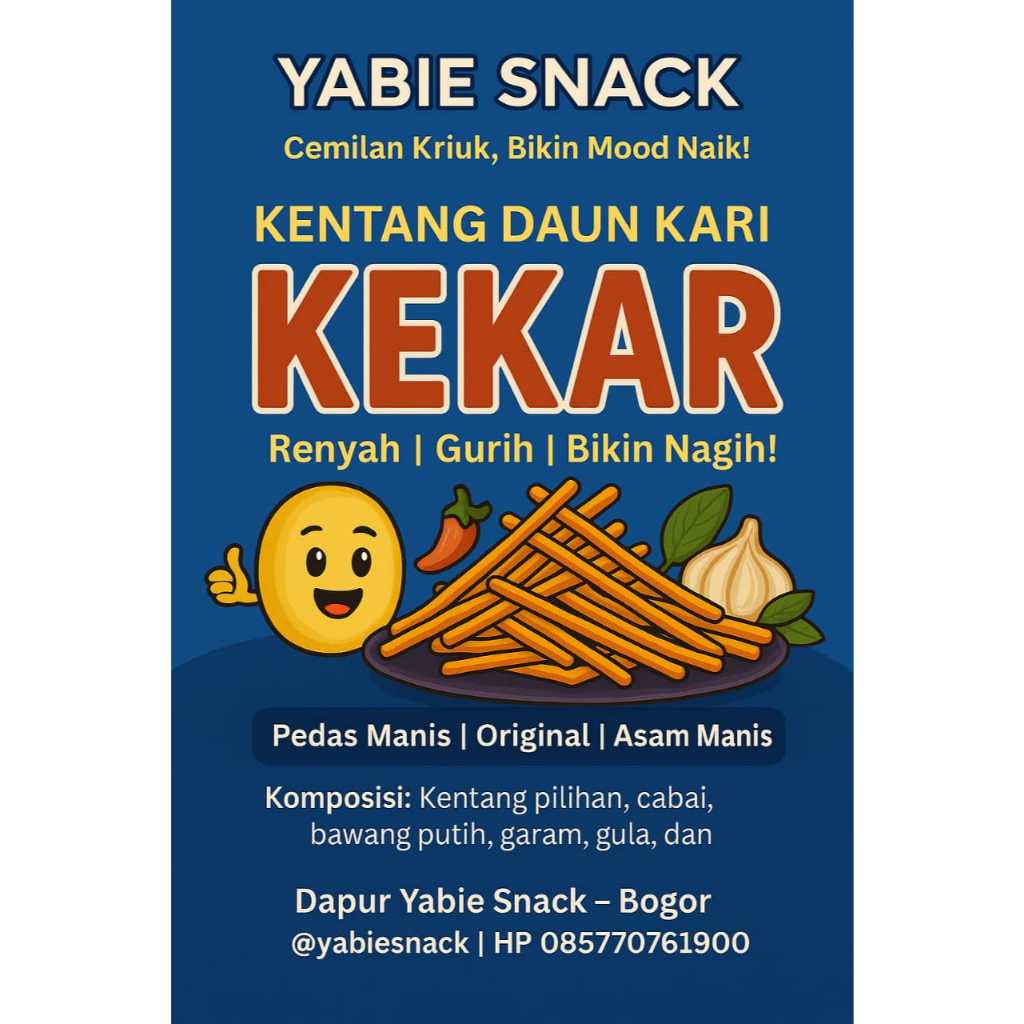 

Kentang Mustofa Daun Kari Renyah dan Enak Toples 800ml