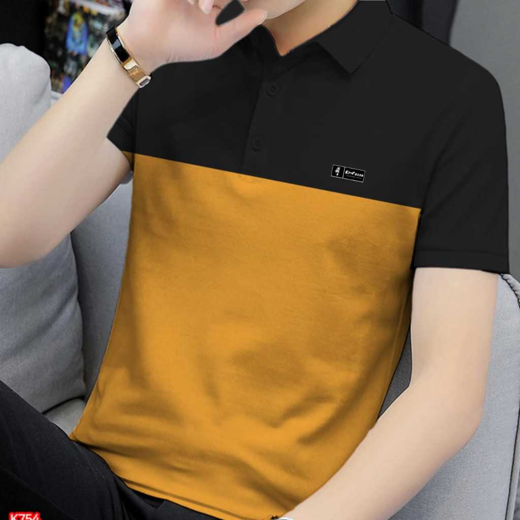 kaos polo shirt berkerah pria motif kombinasi premium original