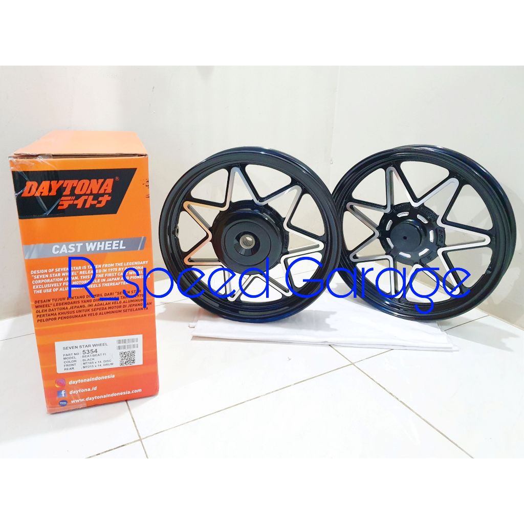 VELG DAYTONA SEVEN STAR WHEEL 1.85 2.15 RING 14 BEAT POP SPORTY STREET SCOOPY STYLISH VARIO 110 ESP 