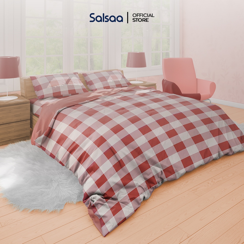 Salsaa Set Sprei Polymicro Karakter Non-Rumbai Emily Peach Merah - King dan Queen Size