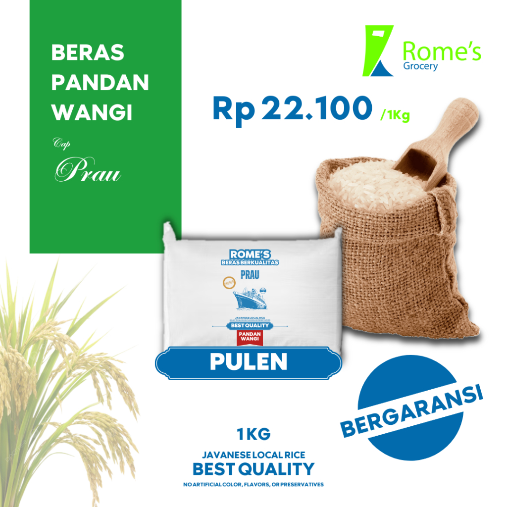 

Beras Pandan Wangi / Menthik Wangi (Pulen) | 1 Kg I Fresh100% I Bergaransi I Romes Grocery