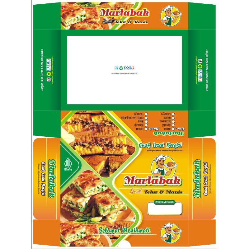 

Dus martabak 100 lembar / Box Martabak / Kemasan Martabak Manis & Telor / Ketebalan Kertas 230 Gsm / Ukuran 22x13,5x4cm