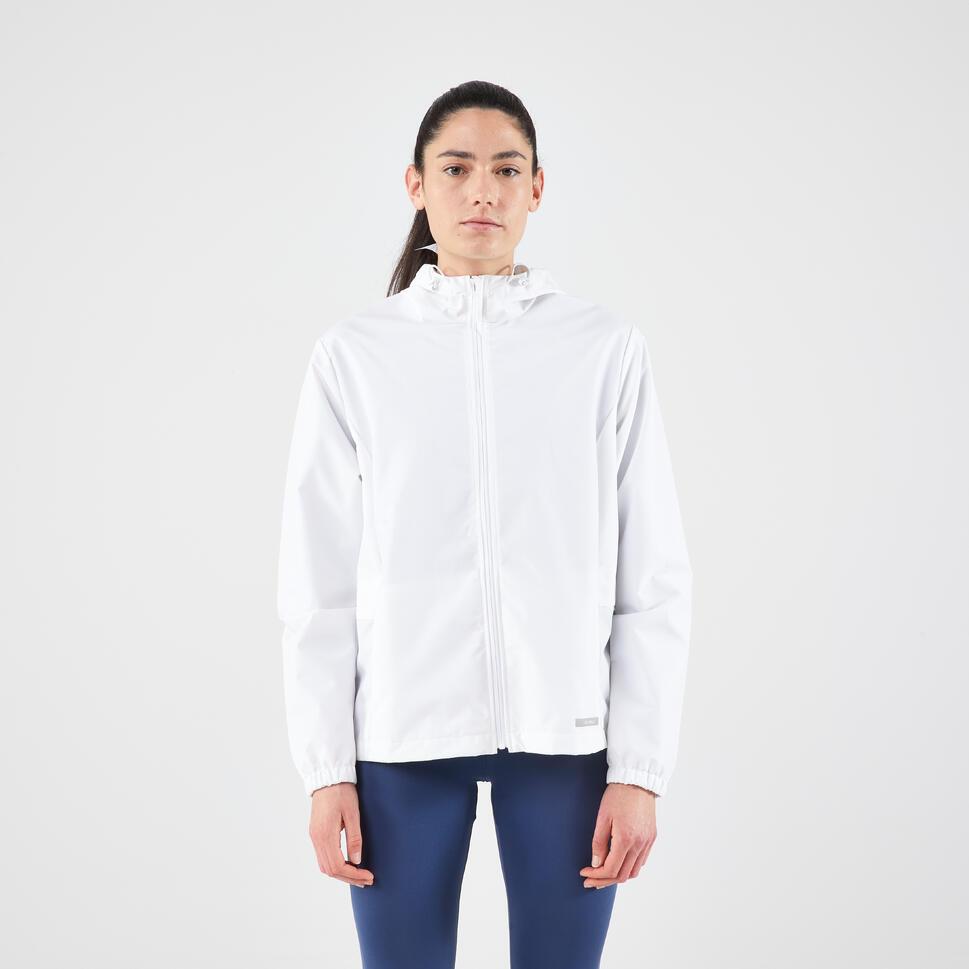 Decathlon KALENJI Jaket Olaharga Wanita Anti Air KIPRUN Run 100 Rain - Putih - 8853513