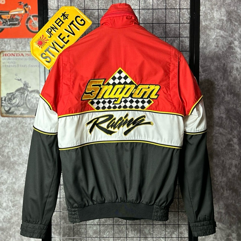 snap on racing jaket nascar original vintage racing motor touring bkn yellow corn jeff hamilton seco