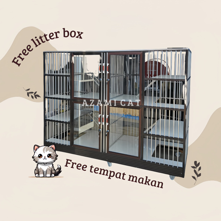 Kandang Kucing 4 pintu Premium / Kandang Kucing Aluminium Murah - Cat Cage