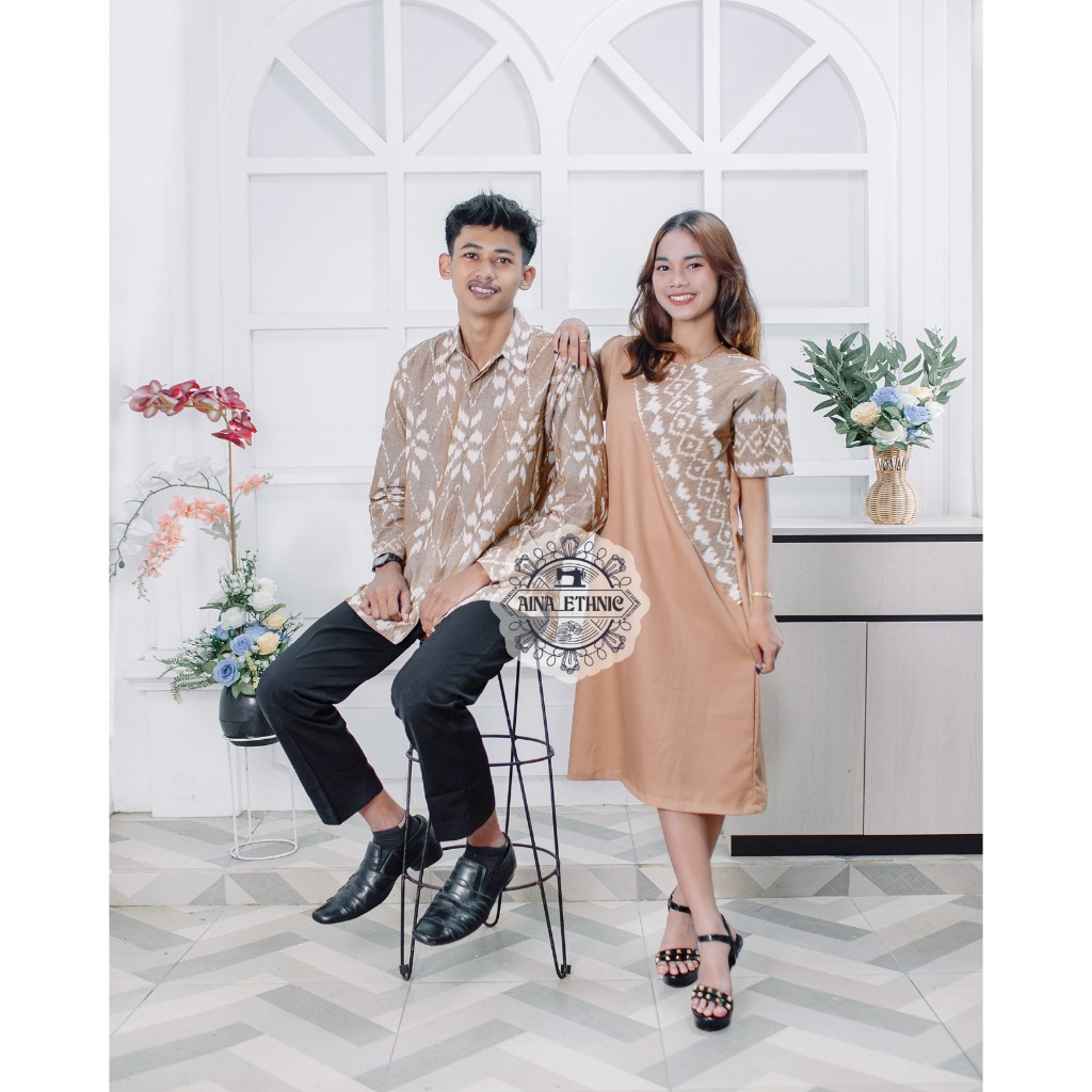 AINA dress tenun citra, baju natal, pakaian coupe keluarga, dress wanita korea cassual,outfit kampus