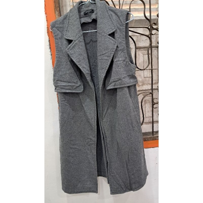 [PRELOVED] Hattaco Long Outer Vest Dark Grey