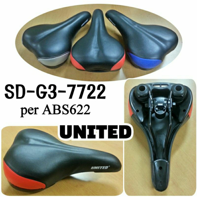 Sadel Saddle Jok Sepeda UNITED SD-7722 (Tebal) Double Per ABS seal MTB BMX Lipat Mini