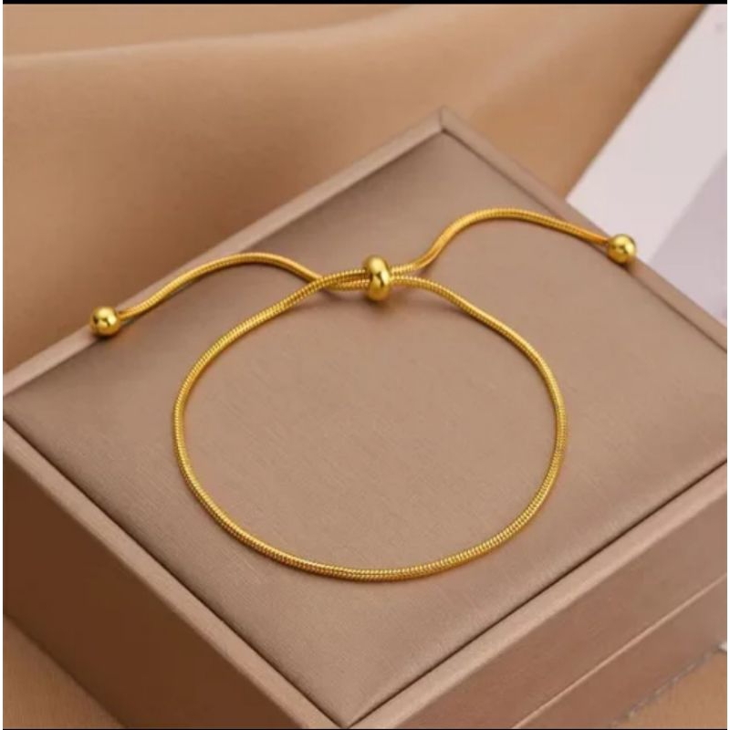 gelang tangan titanium lapis emas 18k
