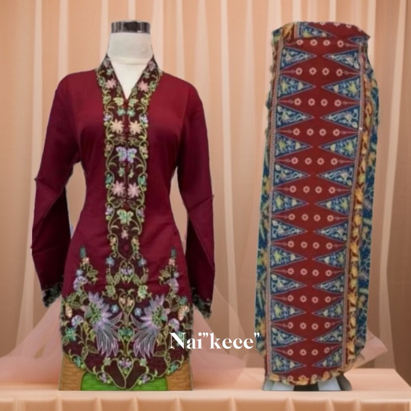 Set Kebaya Modern Encim Bordiran Pesta Kondangan Kekinian/Setelan Kebaya Wisuda Encim Bordiran Terba