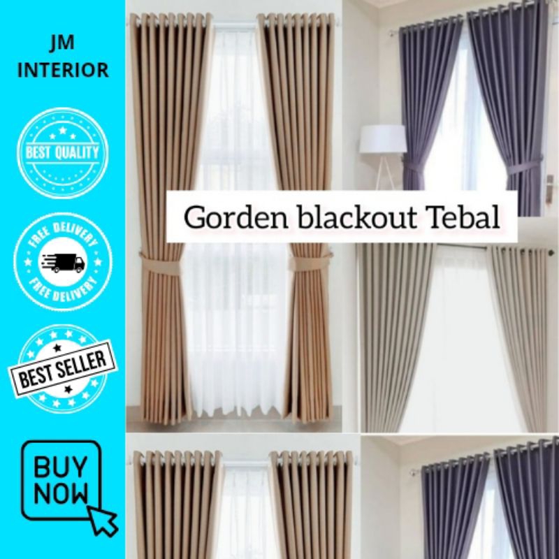 Gorden Blackout Tebal Premium/Gorden Tebal/Gorden Premium/Gorden Mewah Gratis Tali & Hook