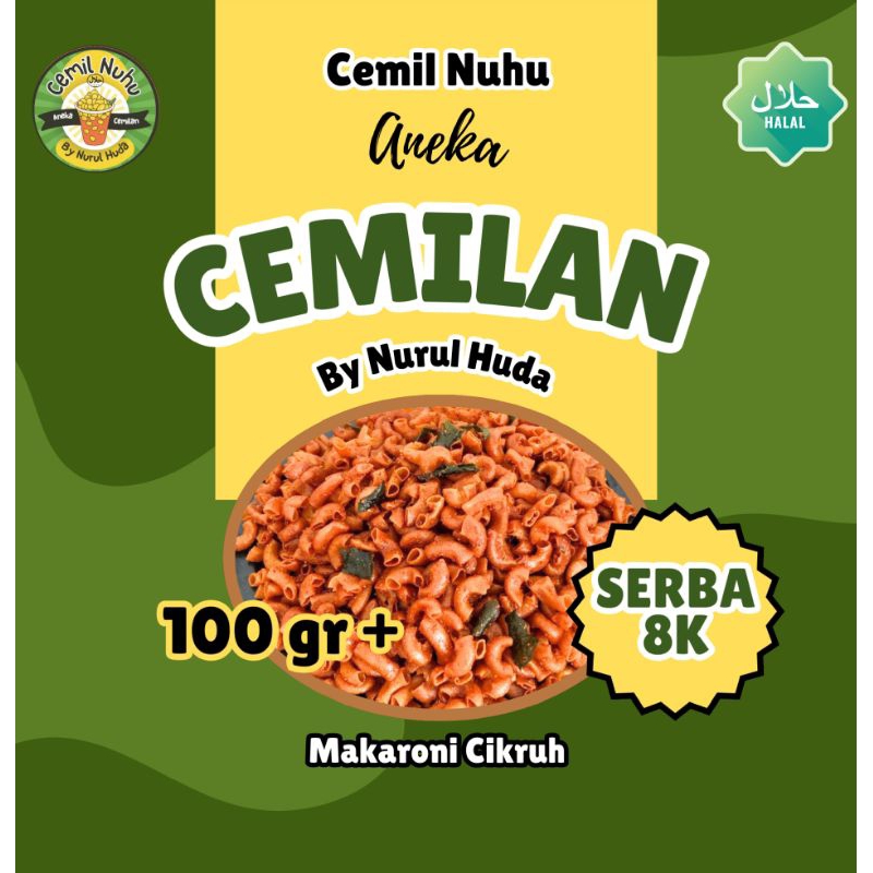 

Makaroni Cikruh 1 Pcs Uk 100gr - Cemilan Varian Rasa Pedas, Manis, Gurih, Asin & Pastinya Renyah - Cemil Nuhu - Cemilan enak gurih renyah - By Nurul Huda - Halal