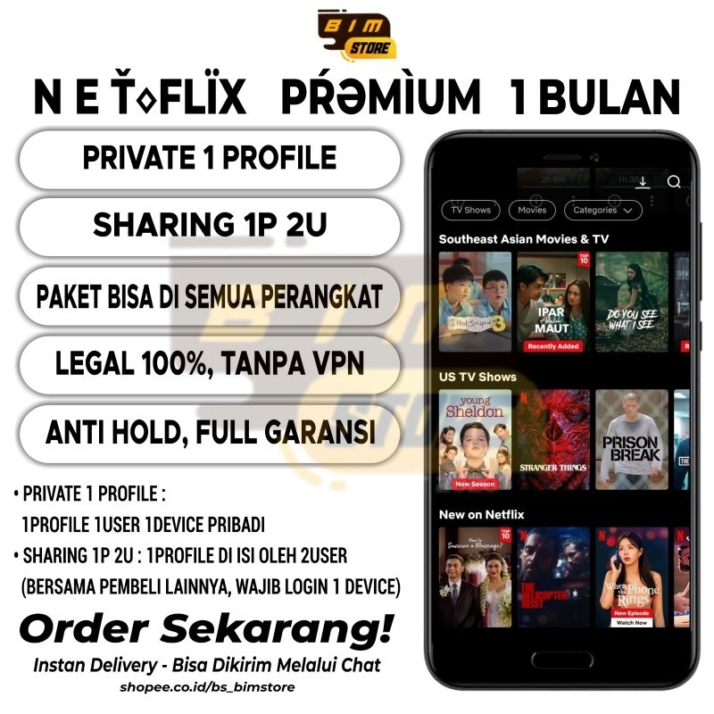 NETFLIX. 3NETFLIX 1BULAN SUPPORT PERANGKAT DEVICE