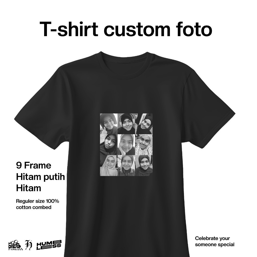 kaos kostum foto ayang combed 30 s 9 bingkai