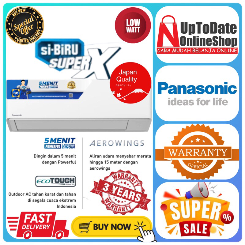 AC PANASONIC YN5WKJ YN 5WKJ 5WKJ STANDARD 1/2 PK R32 SUPER LOW WATT POWERFULL COOLING AC 1/2PK PANAS