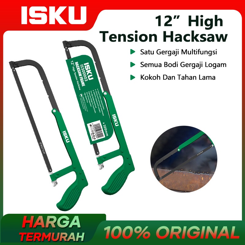 ISKU Gagang Gergaji Besi / Hacksaw Mini 12 Inch Stang Gergaji Besi Karet
