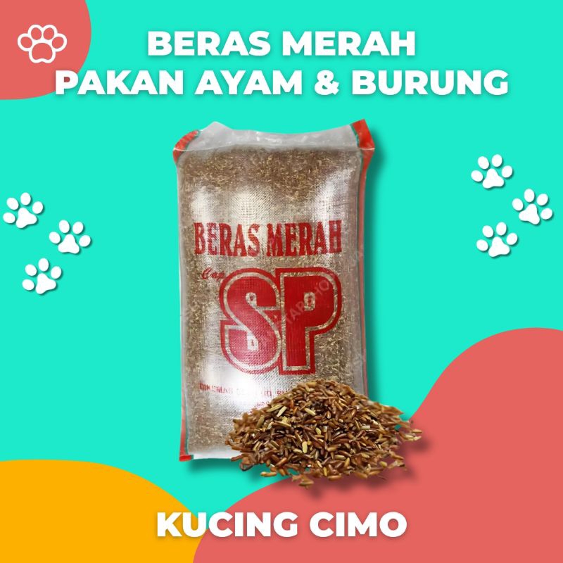 Beras Merah Cap SP Untuk Makanan / Pakan Ayam Burung Dikemas 10 dan 15 Kg