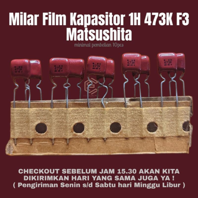 Milar Film Kapasitor 1H 473K F3 Matsushita Original Renteng