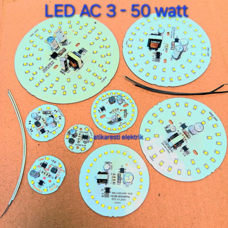 Modul PCB LED AC Putih mesin lampu 220V daya 3 sampai 50 watt