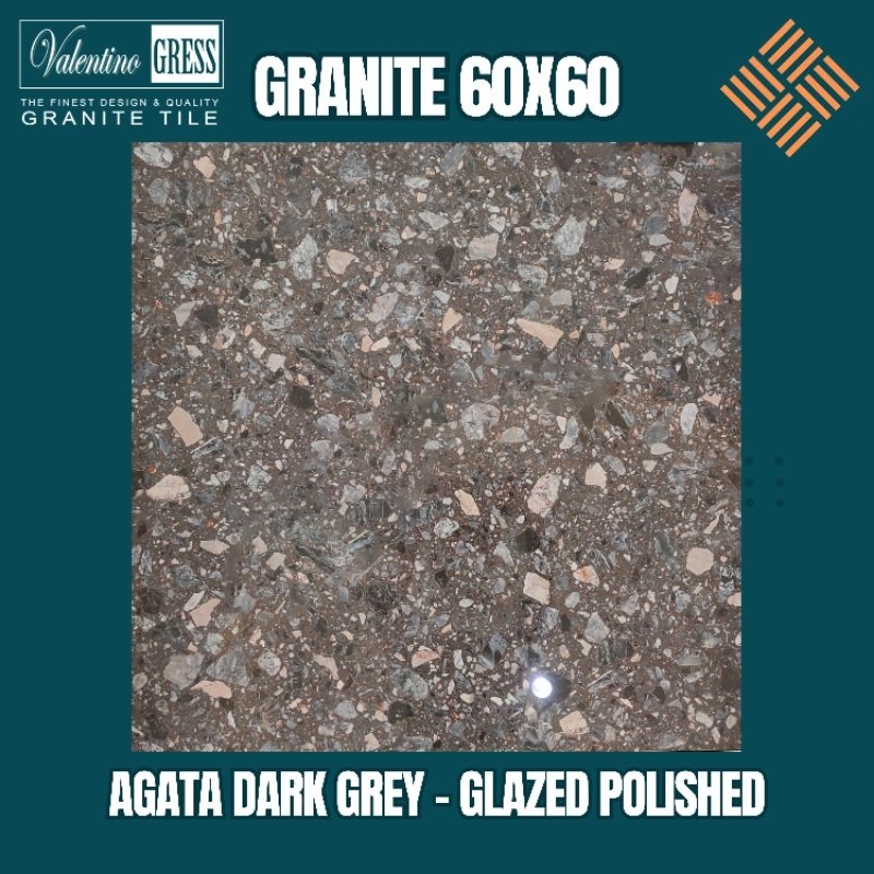 GRANITE 60X60 AGATA DARK GREY | GLAZED POLISHED