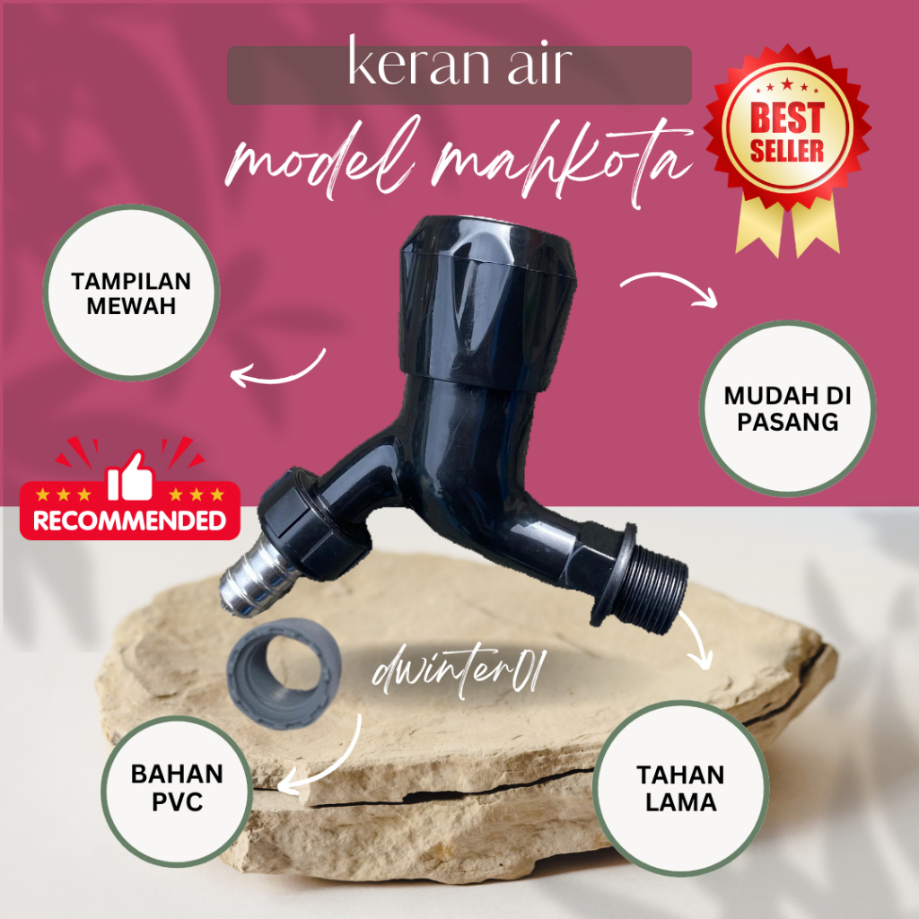 Keran Air Kamar Mandi Keran Air Mahkota Taman Stainless 1/2-3/4 Full Hitam / Kran Air