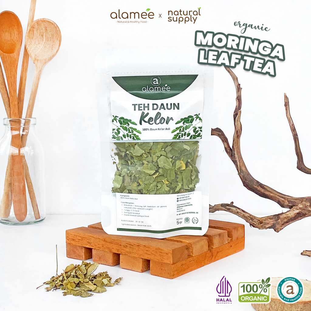

Teh Daun Kelor Tea Bunga Herbal Alami Organic Natural Non Msg Siap Seduh 5gr