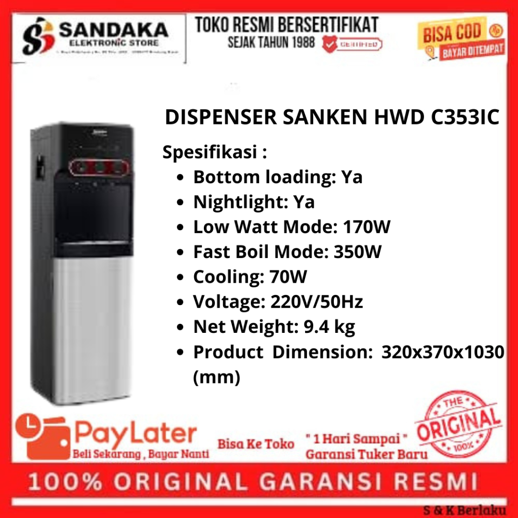 DISPENSER SANKEN GALON BAWAH - HWD 535IC