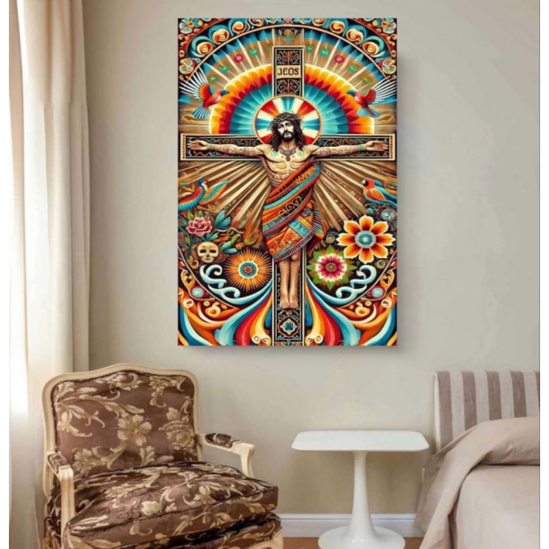 poster cetak MOZAIK TUHAN YESUS ukuran jumbo 70×100cm 100×150cm 100×200cm dan 50×70cm+bingkai,hiasan