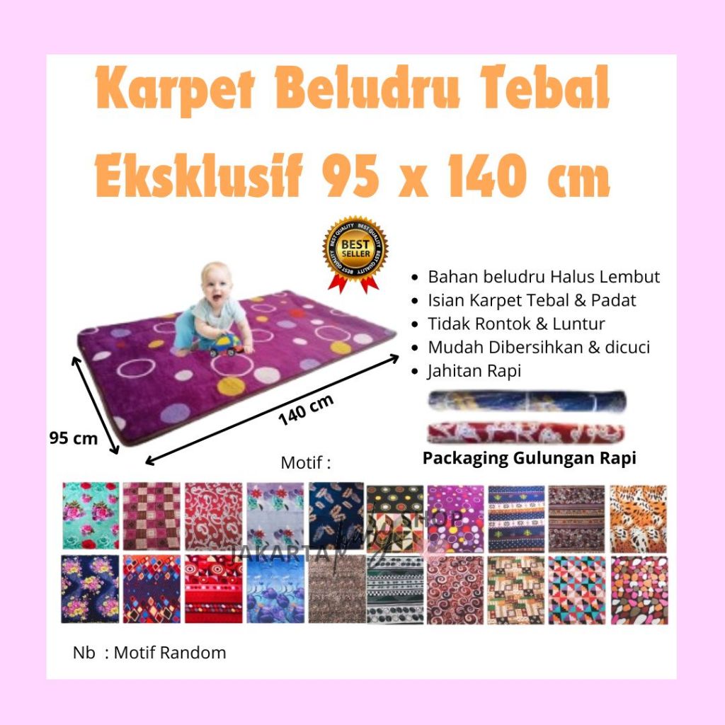 Karpet Beludru Tebal Eksklusif 95 x 140 cm / Karpet 95 x 140 cm / Karpet Malaysia / Karpet Lantai / 