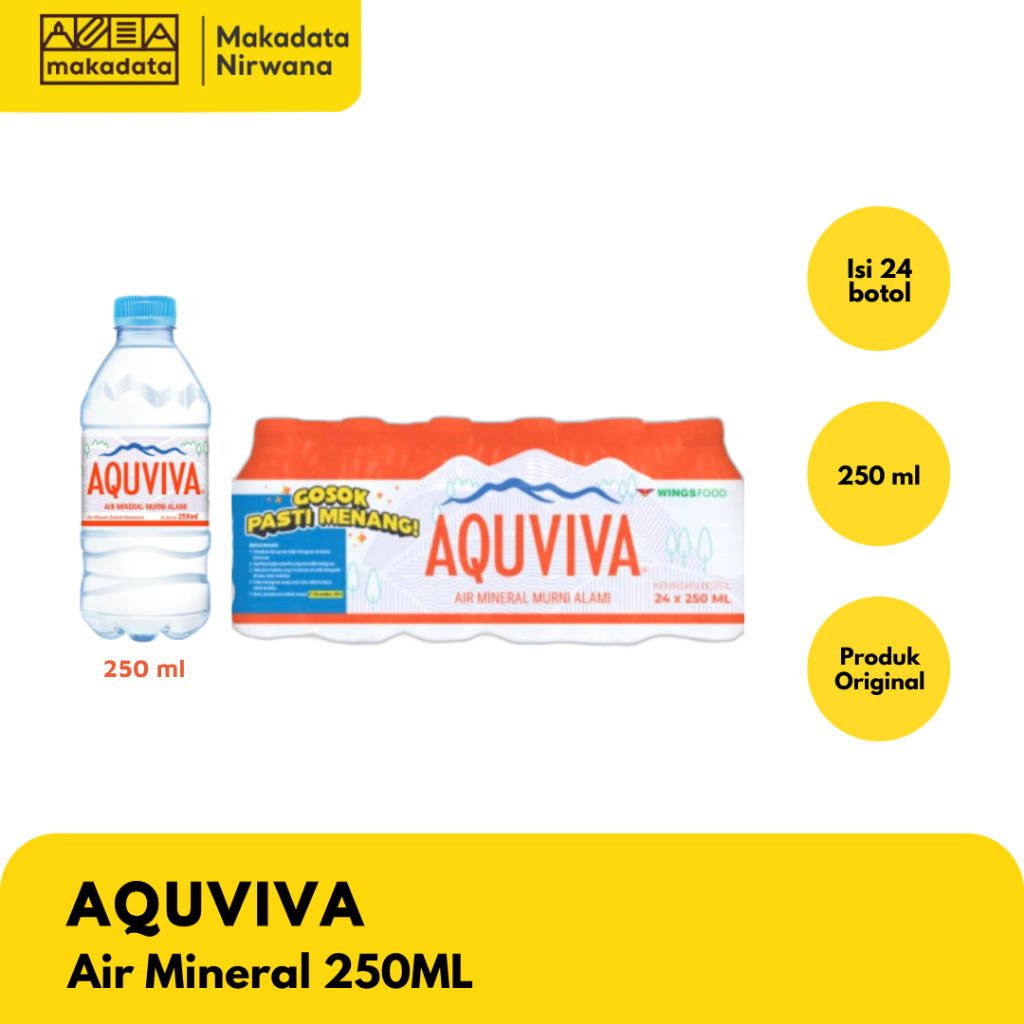 

AQUVIVA AIR MINERAL BOTOL 250ML ISI 24 (1 KRAT) MURAH