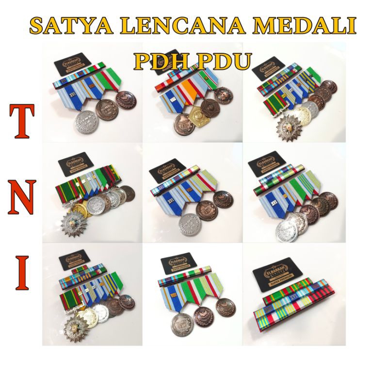 SATYA LENCANA / MEDALI PITA TANDA JASA TNI LENGKAP DHARMA NUSA WIRA DHARMA SOSIAL SANTI DHARMA UNIFI