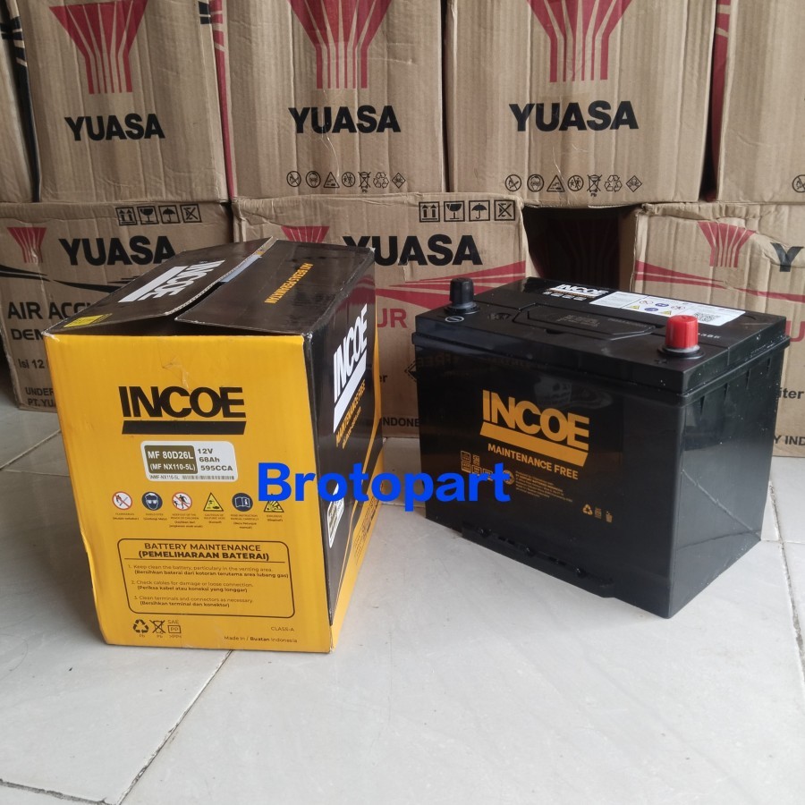 Aki Mobil Kering Mazda Biante, CX5, CX7 facelift, CX9 NON ISTOP INCOE 80D26L MF Aki Kering ORIGINAL