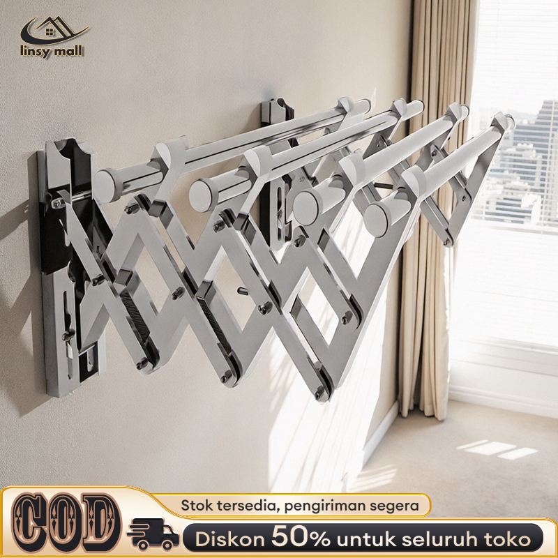 Dett - Jemuran Baju Dinding Jemuran Dinding Stainless Steel Jemuran Dinding Lipat