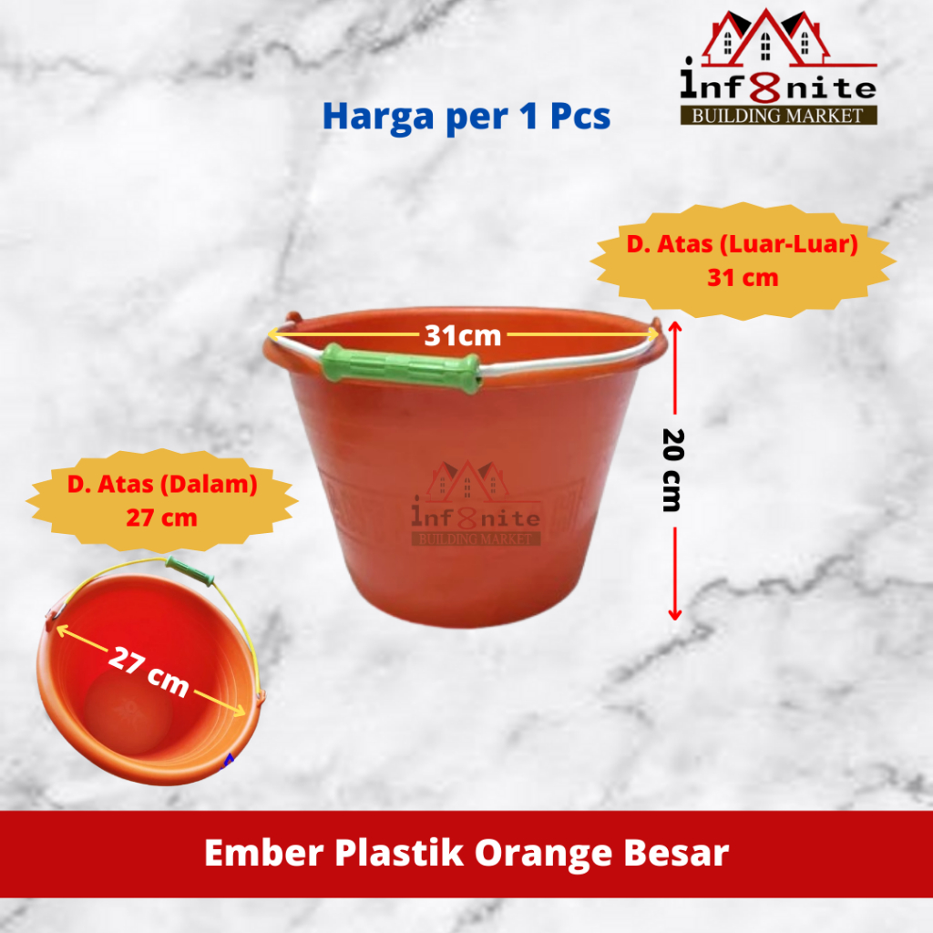 Ember Plastik Besar Orange Cor Adukan Semen Timba Ember Proyek PVC