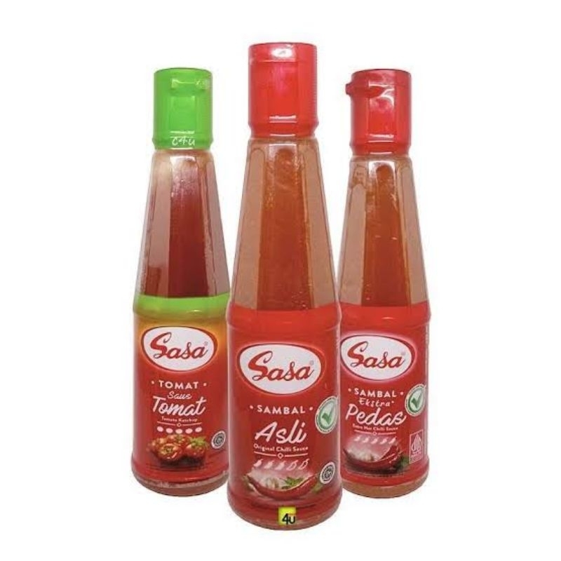 

Saos Sasa kemasan Botol 135ml saos tomat/sambal asli/xtra hot