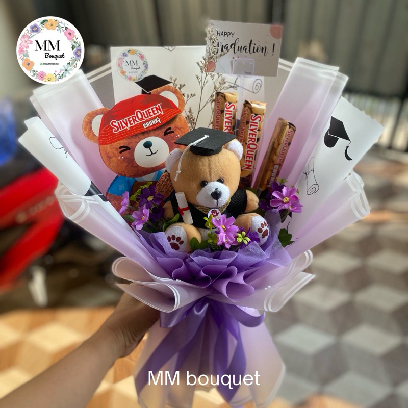 

buket boneka wisuda coklat silverqueen bear-buket wisuda-buket graduation-buket kelulusan