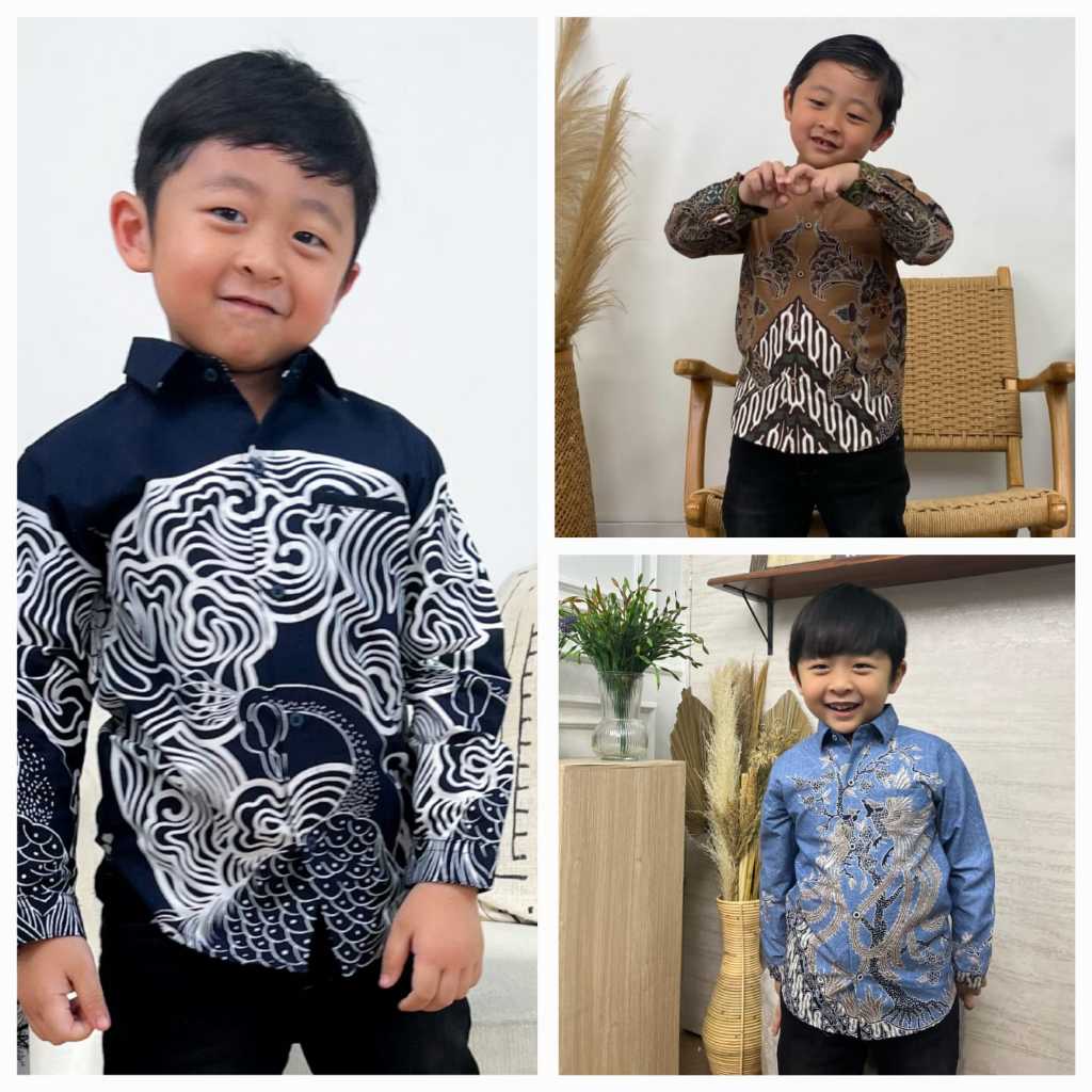 LUIGI RICCIO Kemeja Batik Anak Laki Laki Seri 2 Spesial Request Size Batik Premium Couple Ayah Ibu A