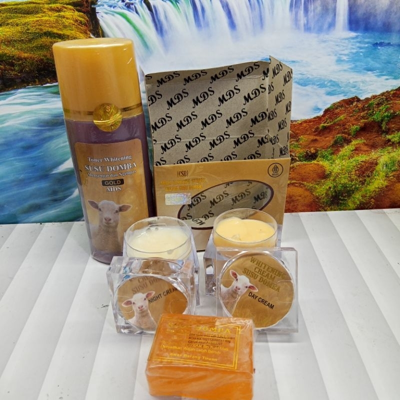 paket krim susu domba 30 g dus gold 4in1 (krim,sabun,toner)