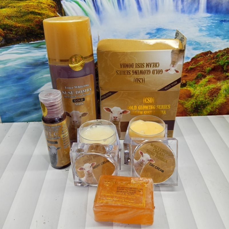 paket krim susu domba 30 g dus gold 5in1 (krim sabun,serum,toner)