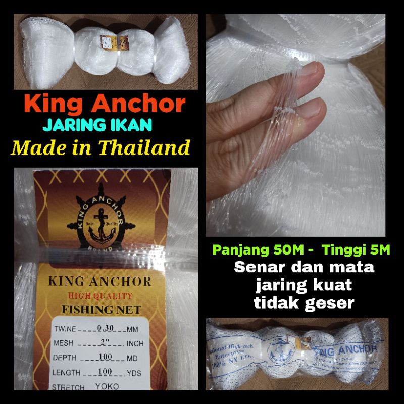 KING ANCHOR 0.30MM 2inci 100MD X 100YDS YOKO JARING FISHING NET JARING PUKAT IKAN JARING MATA BESAR 