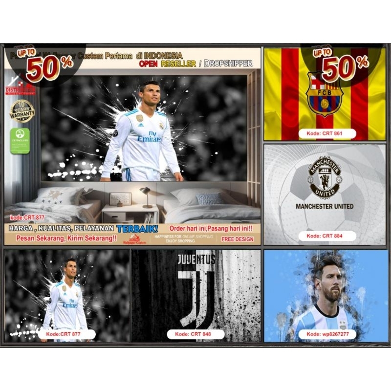 Wallpaper Dinding Custom Tema Club Bola | Wallpaper Custom | Wallpaper Kamar Anak | Wallpaper Club B