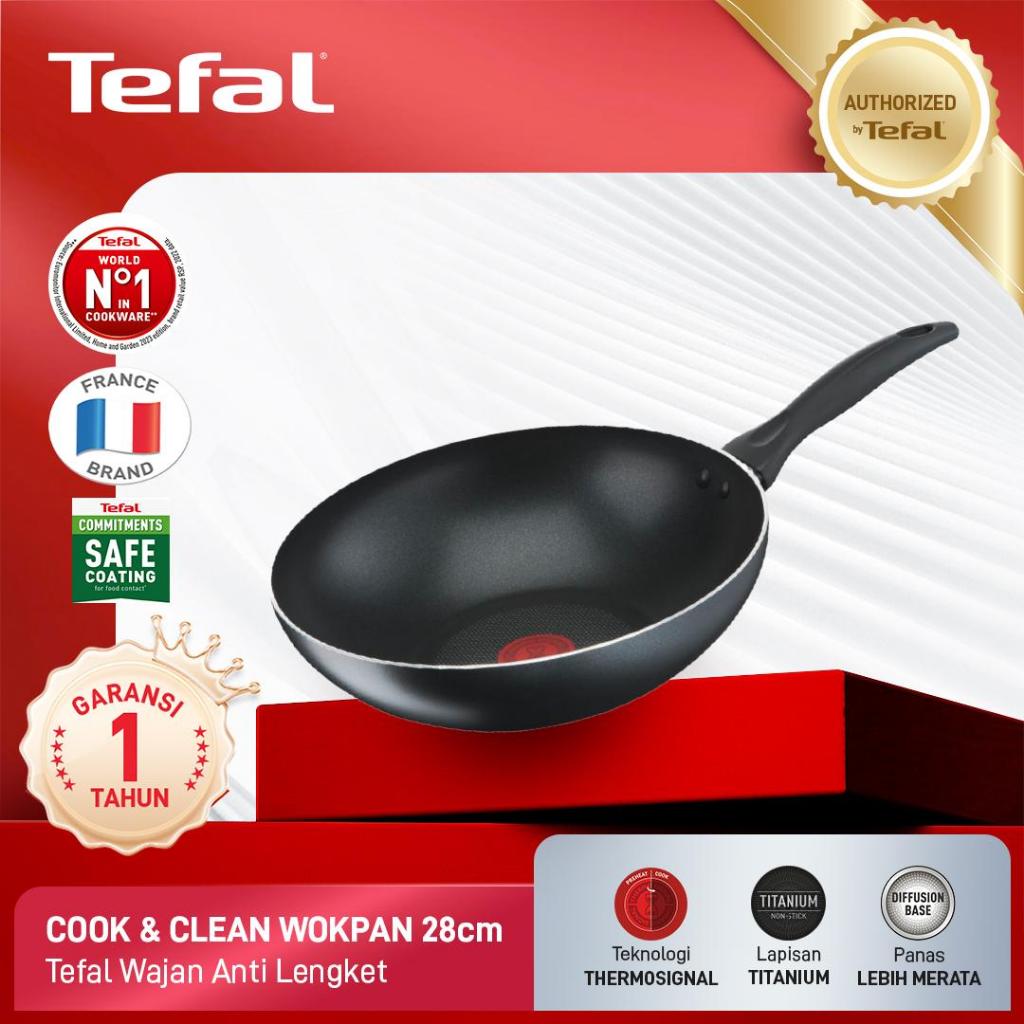 Tefal Cook & Clean Wok Pan 28cm Anti Lengket