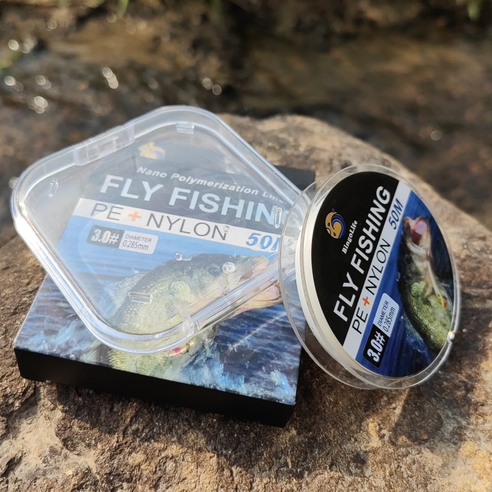 Flying Fishing Line Halus 0.053mm Senar Pancing Nilon+ PE Putih Anti Abrasi Tali Pancing Kuat Anti K