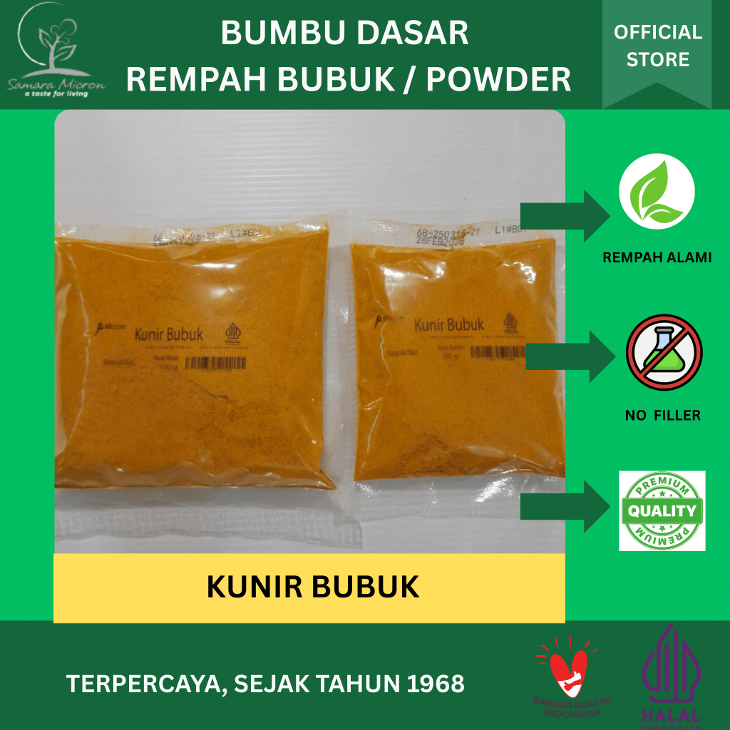 

Bumbu Dasar Samara Micron - Bumbu Kunir Bubuk - Rempah Kunir / Kunyit Bubuk / Turmeric Powder