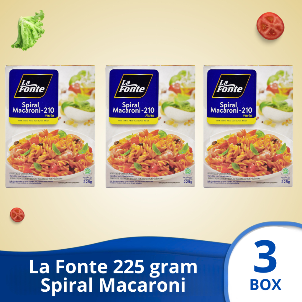 

(PAKET 3 BOX) LA FONTE SPIRAL MACARONI Pasta instan 225 gram x 3 box
