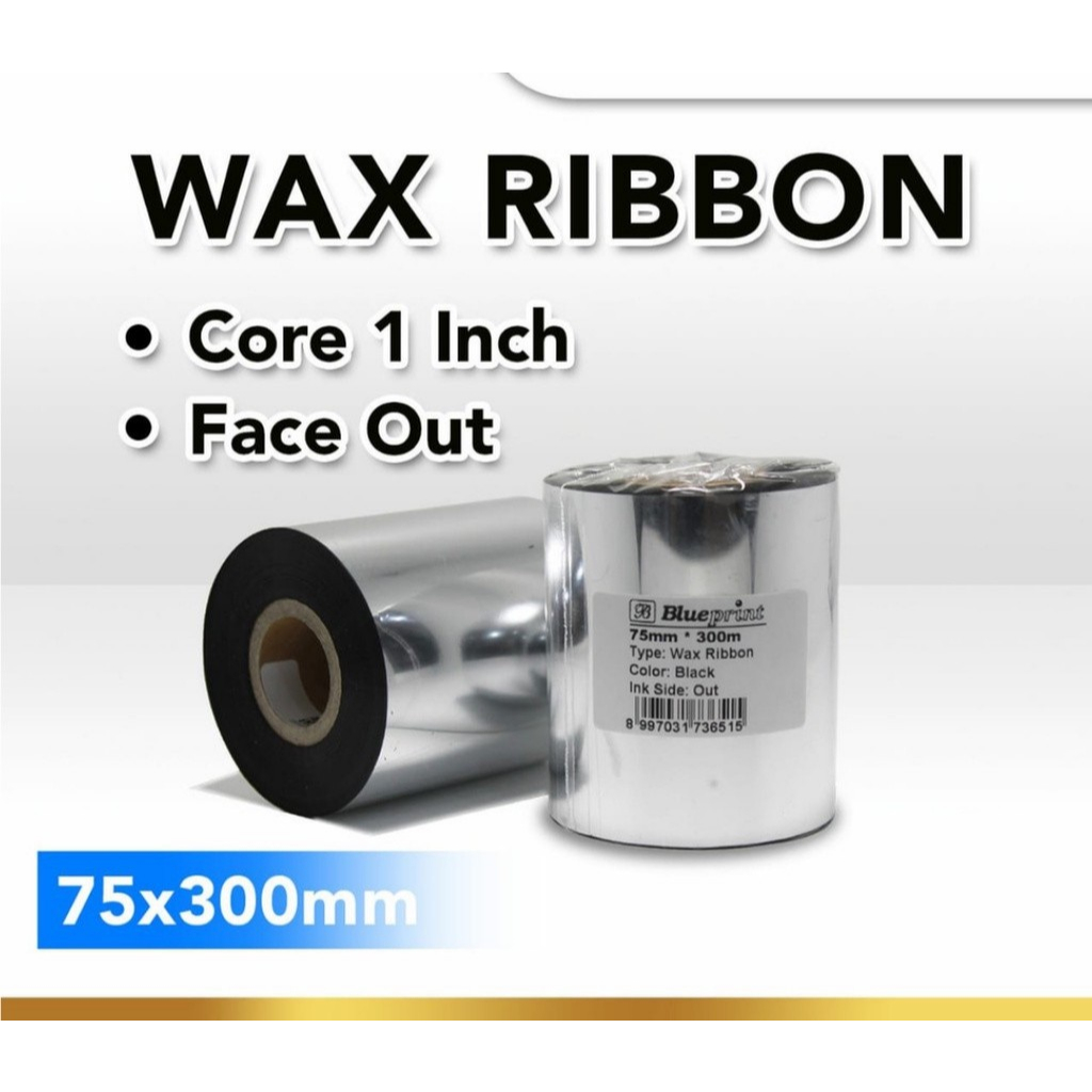 

Ribbon Wax Barcode Label 75x300m BLUEPRINT Thermal Transfer Ribbon TR110